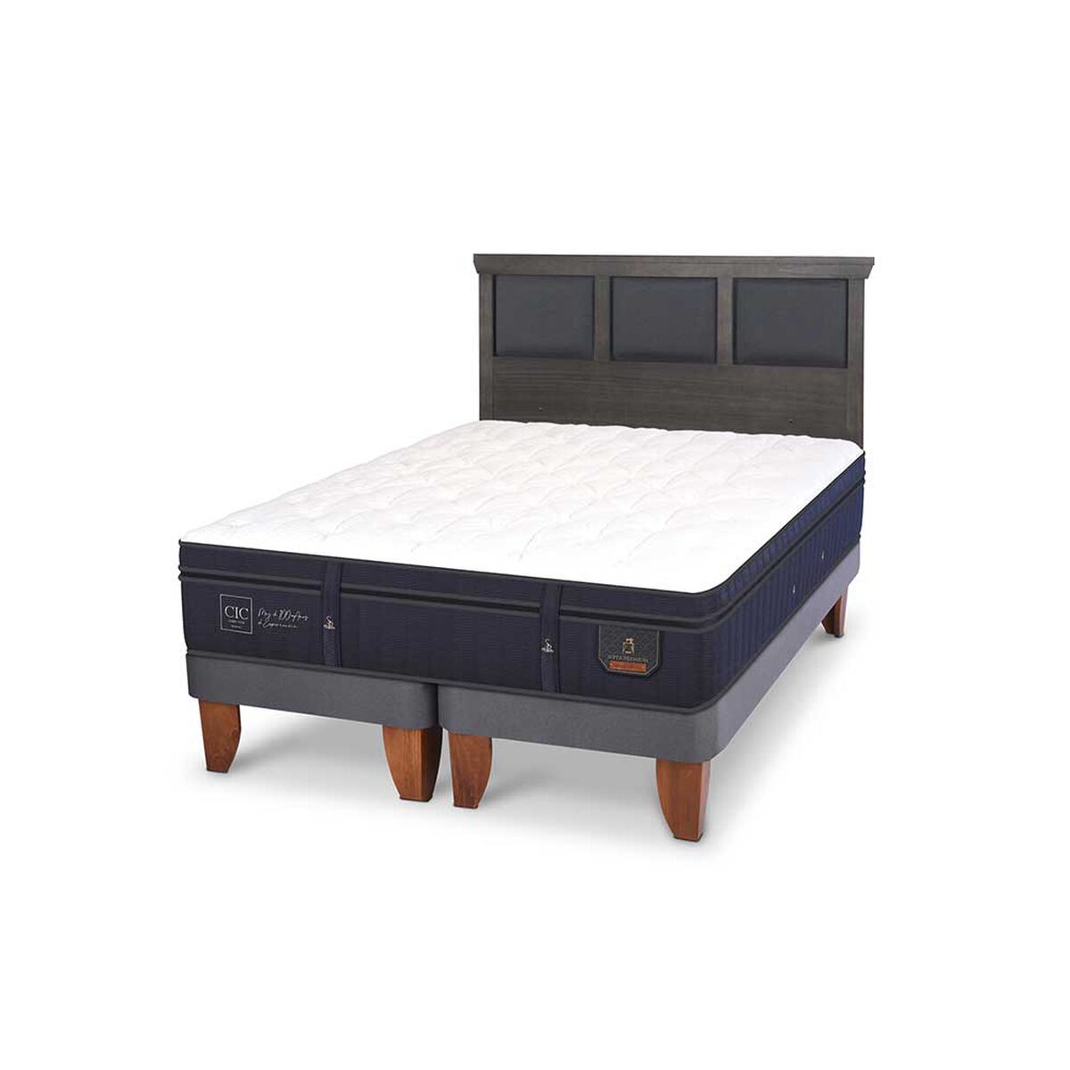 Cama Europea CIC Base Normal King S&uacute;per Premium + Respaldo Torino