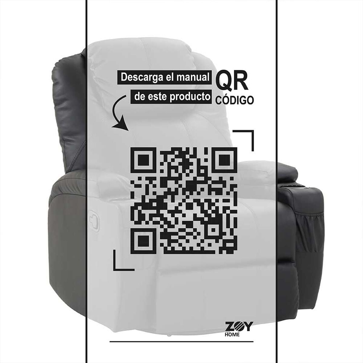 Bergere Multifunción Mecedora Giratorio con Masaje Zoy Home Lhasa PU Negro