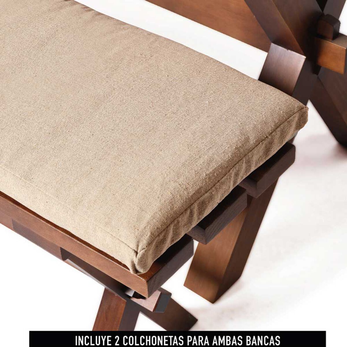 Juego de Comedor Latam Home Sevilla Burgos 2 Sillas + 2 Bancas Lino Natural