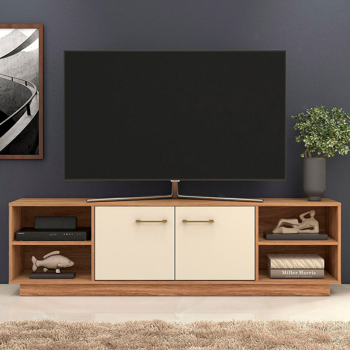 Rack TV Vekkahome Nova Hasta 70" Caf&eacute; Beige