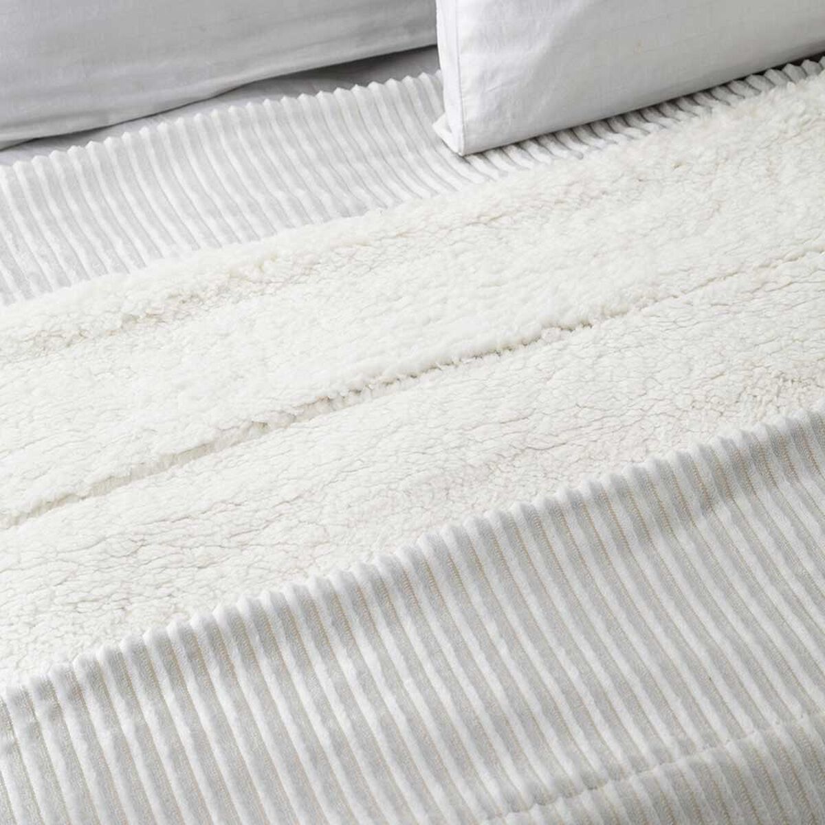 Frazada Flannel Sherpa  Zibel 2 Plazas Gris