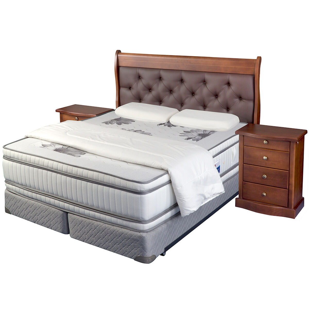 Box Sping Flex King Majesty BD + Textil + Madera 