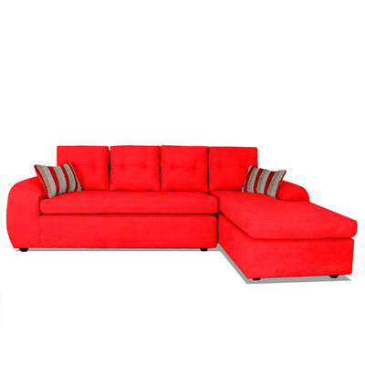 Seccional Derecho Elegant Houston Cheise Tela 5 Cuerpos Rojo