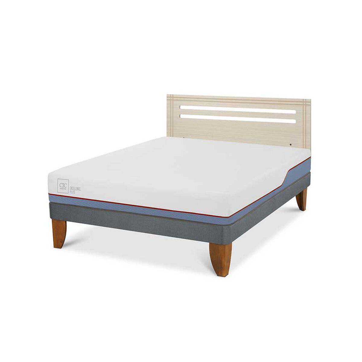 Cama Europea CIC 2 Plazas Excellence Plus + Respaldo Munich Alpino