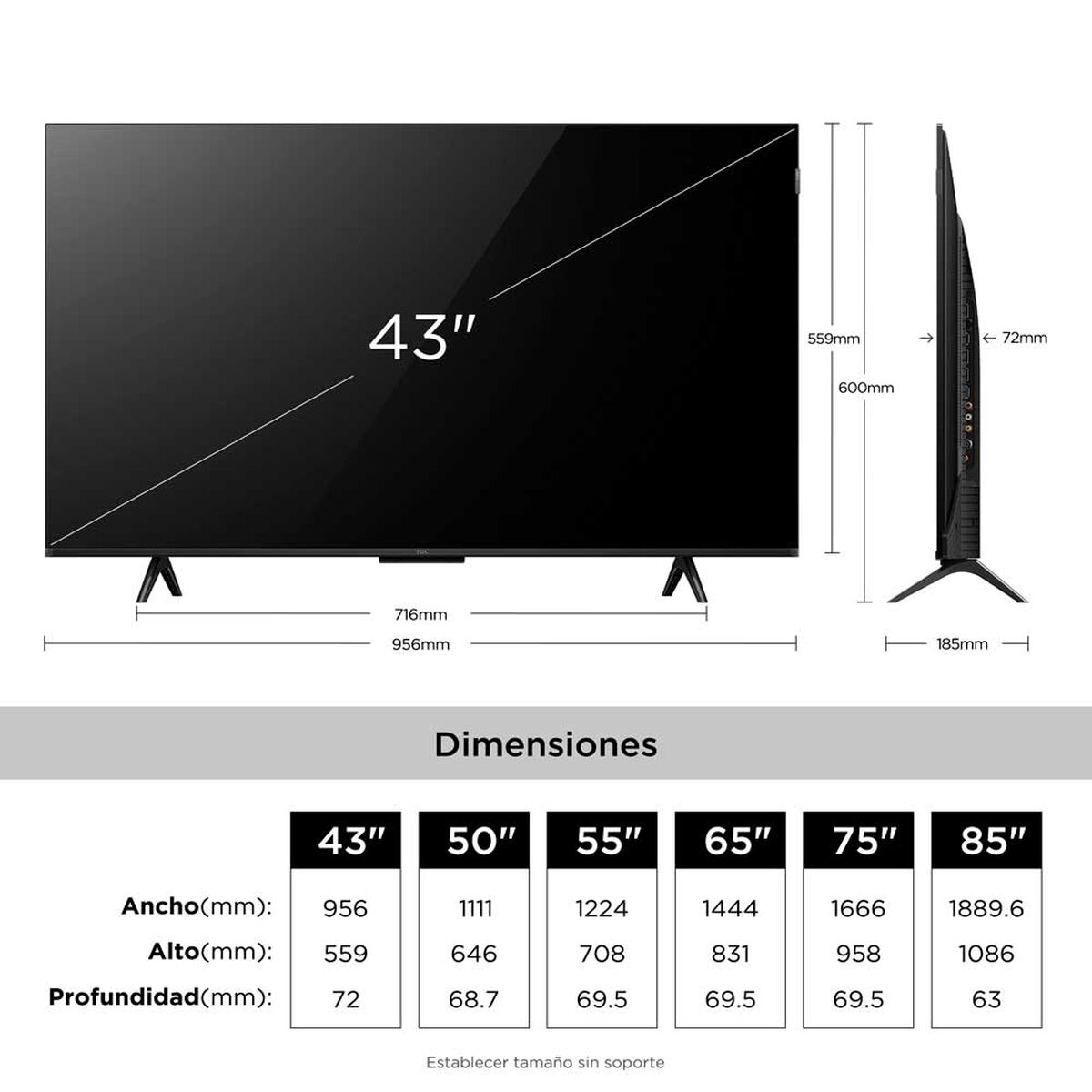 SmartTV  TCL 43P7L  QLED 4K Google TV 43 pulgadas Negro
