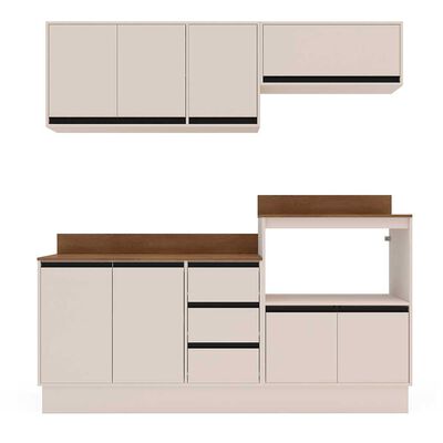 Imagen 1 del producto Kit Cocina Modular Premier Vekkahome 8 Puertas 3 Cajones + Compartimiento Microondas Beige