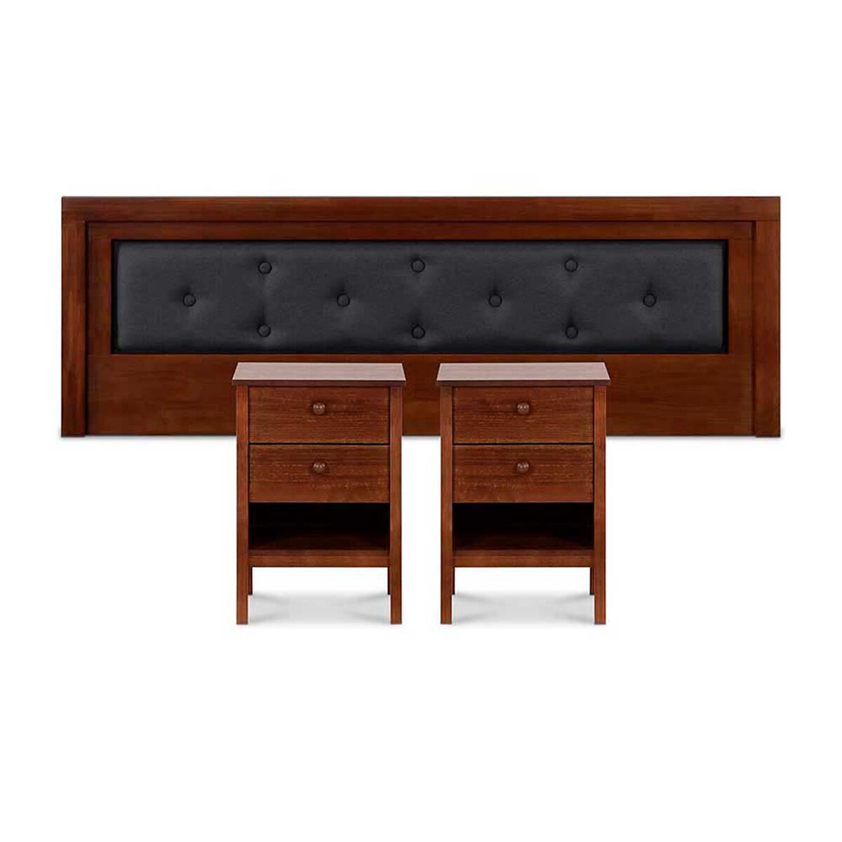 Combo Cama Europea CIC Base Dividida 2 Plazas Balance + Respaldo + 2 Veladores CIC Genova + Pack Almohadas Celta Imperial Soft