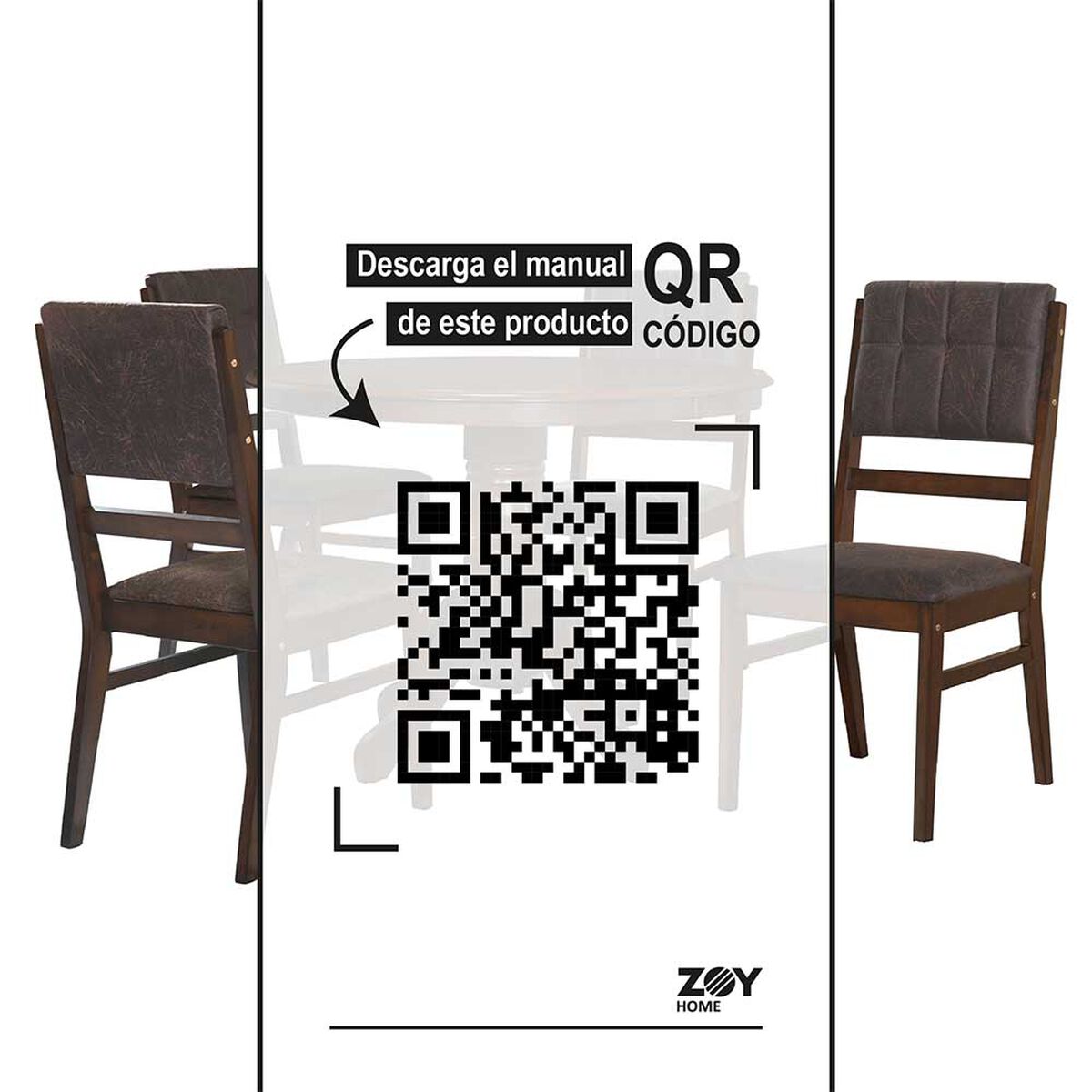 Juego de Comedor Zoy Home Rodas 4 Sillas Café