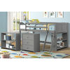 Cama Alta Casanova 1 Plaza Espresso Filadelphia + Cajonera + 2 Repiseros Gris