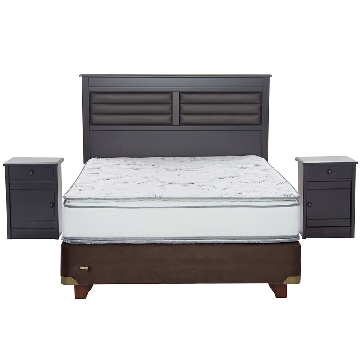 Box Europeo Flex 2 Plazas Innova + Respaldo + 2 Veladores