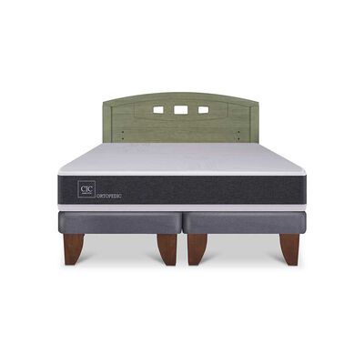Cama Europea CIC Base Dividida 2 Plazas Ortopedic + Respaldo Gales Olivo
