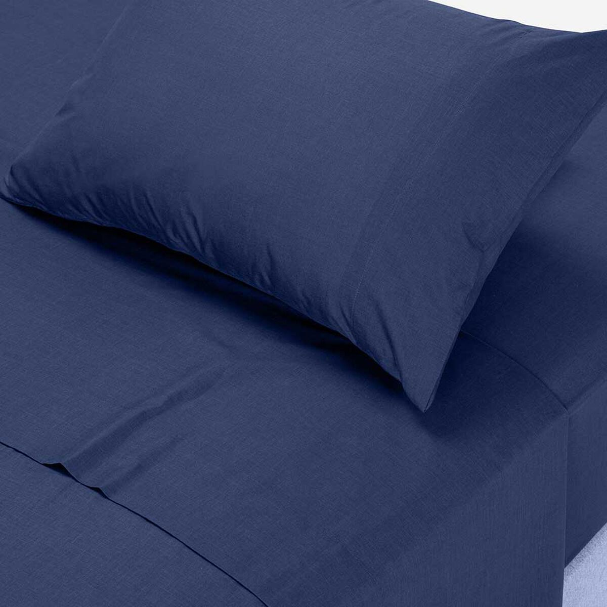 Juego de S&aacute;banas Rosen 144 Hilos 2 Plazas Polycotton Lisa Azul