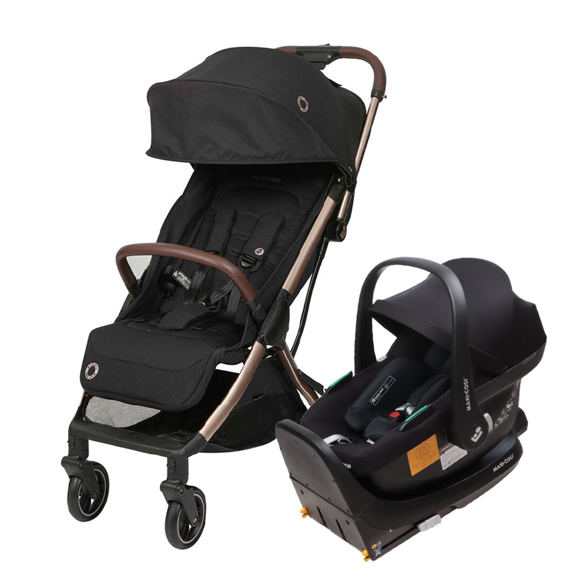 Coche Travel System Eva Black Champagne/ Cabriofix I-Size Maxi Cosi