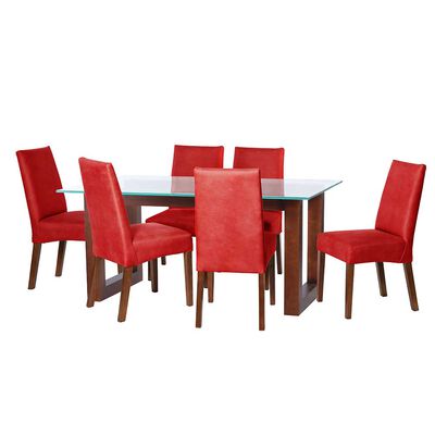 Juego de Comedor Latam Home Pamplona Segovia 6 Sillas PU Chocolate