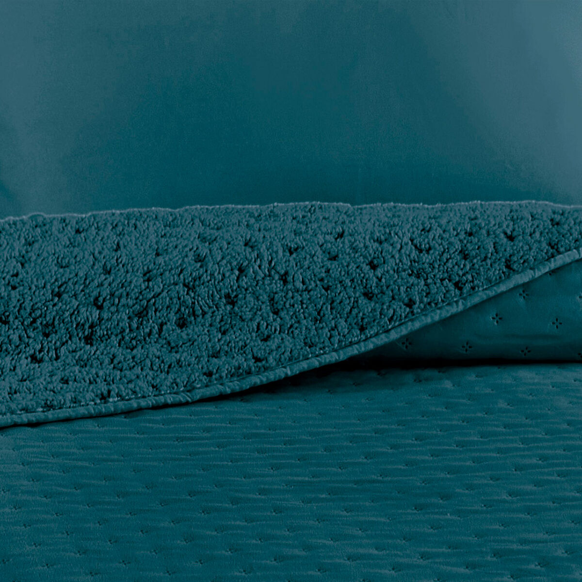 Quilt Illusions Sherpa Roma 2 Plazas Liso Azul