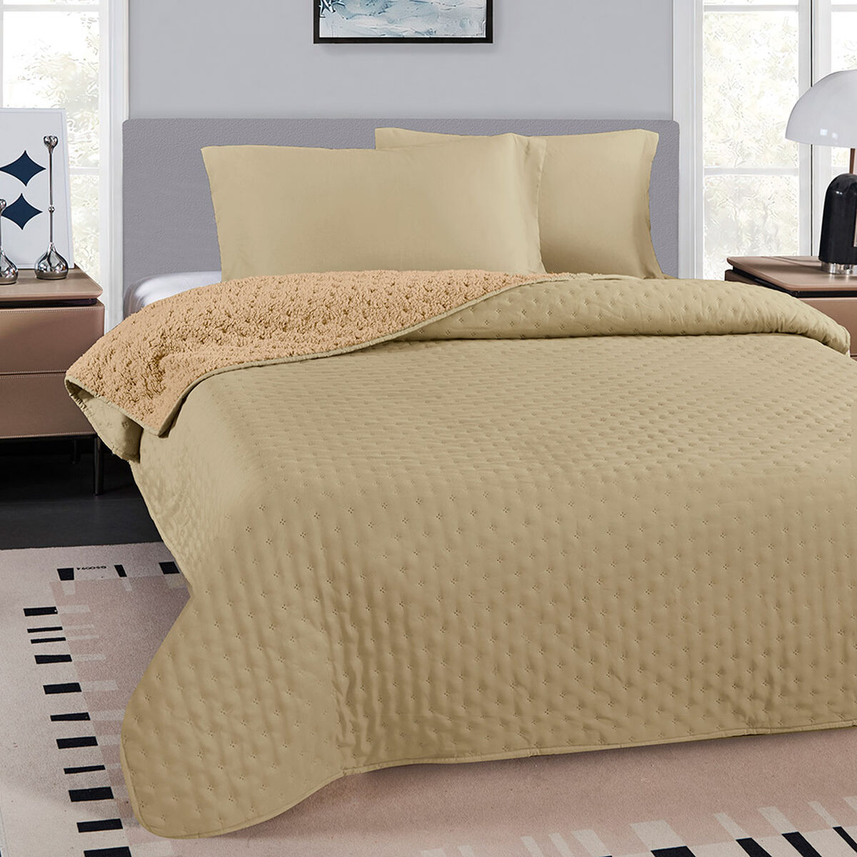 Quilt Illusions Sherpa Roma King Liso Verde