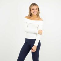 Sweater Bardot Mujer Icono Blanco, Burdeo, Negro, Rosado