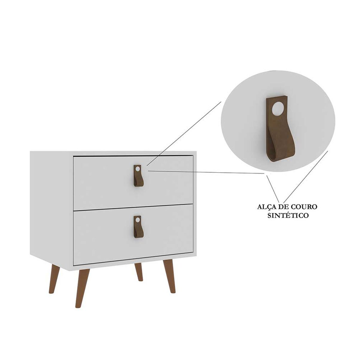 Velador Di Poretti Design Padua 2 Cajones Blanco