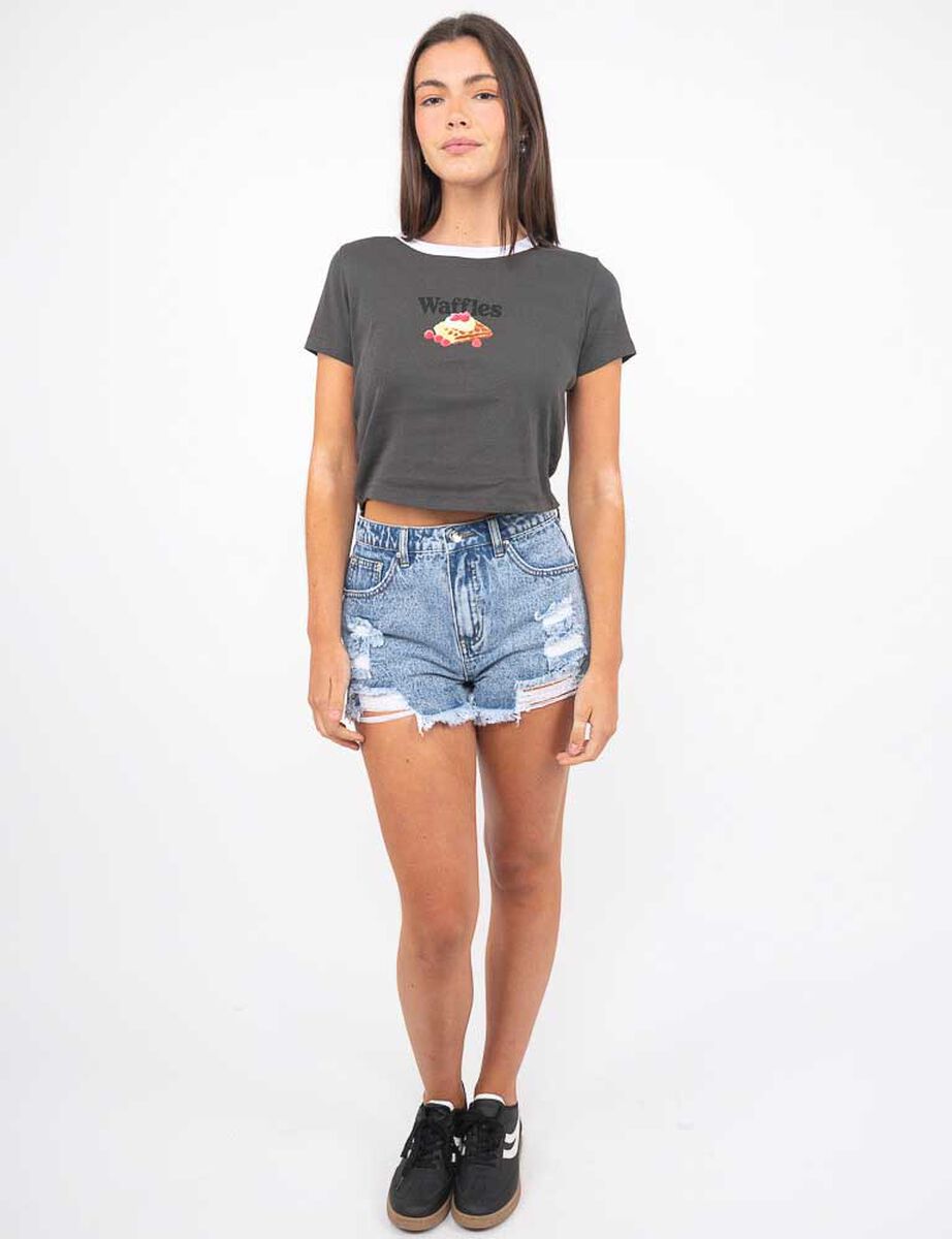 Polera Con Estampado Manga Corta Mujer Icono