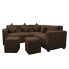 Sofá Seccional Deco Class Ingrid 5 Cuerpos + 2 Pouf Café