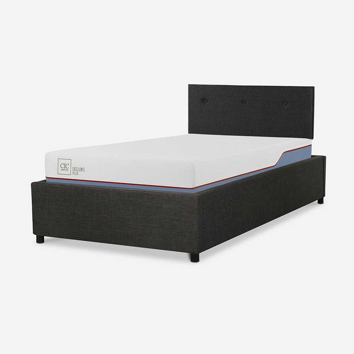 Box Spring CIC 1,5 Plaza Excellence Plus + Respaldo Black