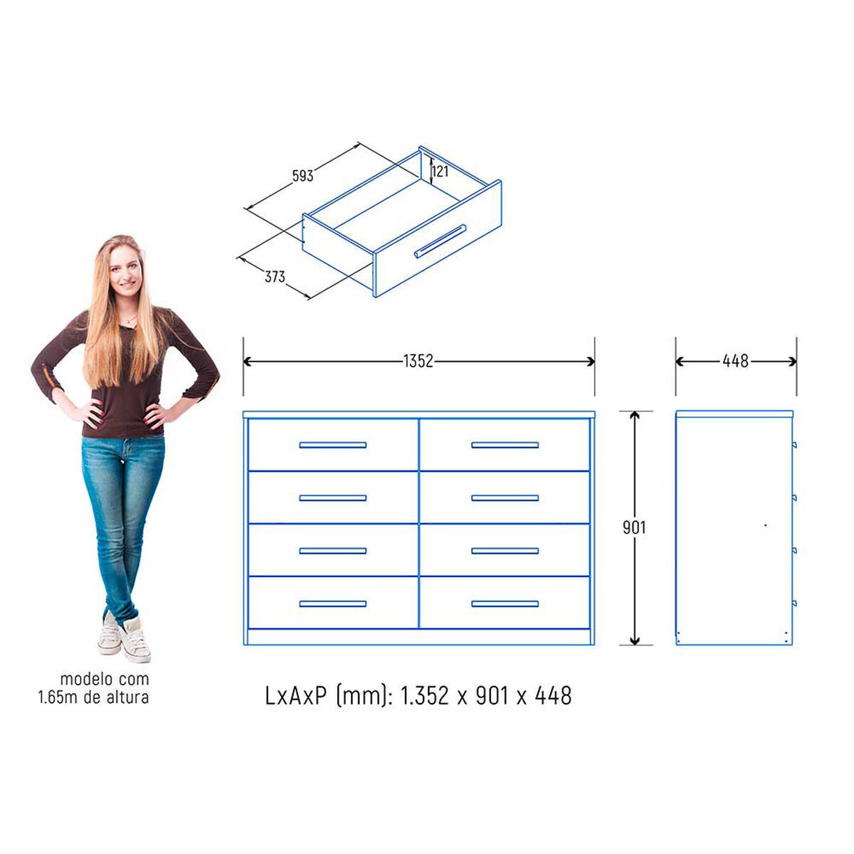 Cómoda Casanova Charlotte Nogal 8 Cajones