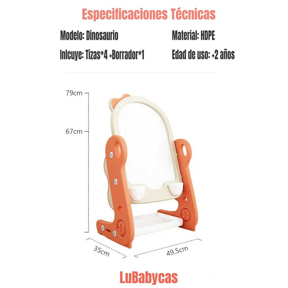 Pizarra Atril Dino 50 x 35 cm LuBabycas