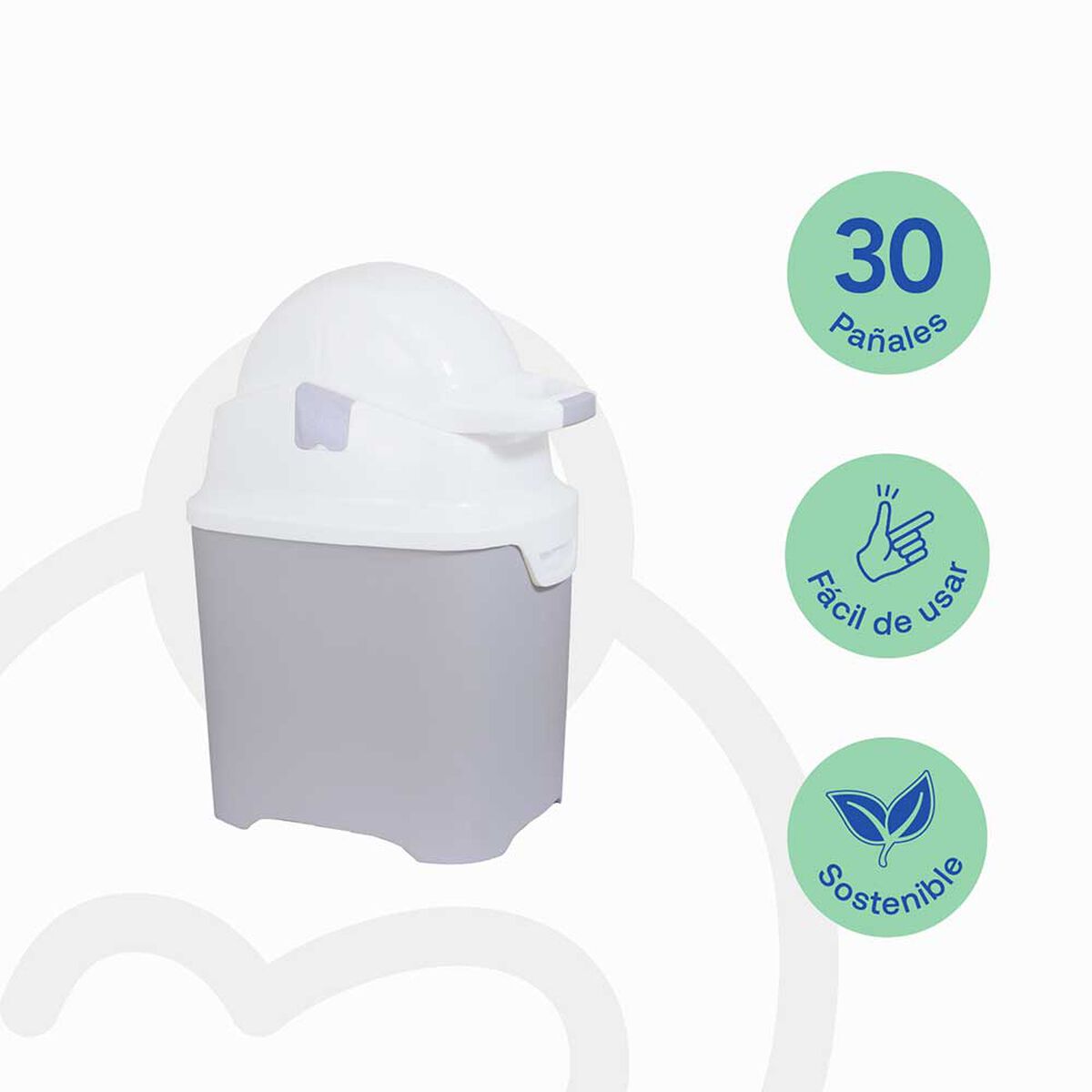 Basurero de Pa&ntilde;ales Plateado Bebesit