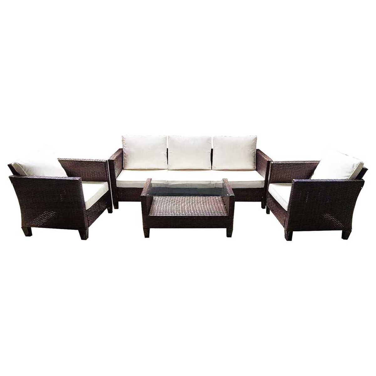 Juego de Living para Terraza Casanova Coret Sof&aacute; 3 Cuerpos + Dos Sillones 1 Cuerpo Caf&eacute;