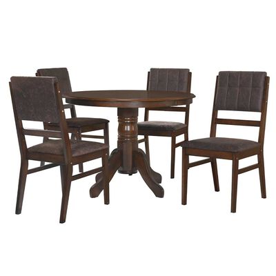 Juego de Comedor Zoy Home Rodas 4 Sillas Café