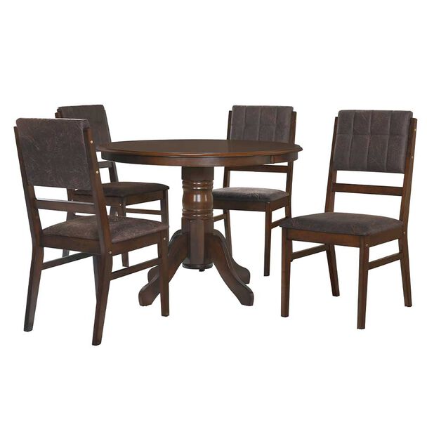 Juego de Comedor Zoy Home Rodas 4 Sillas Café