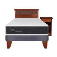 Cama Europea CIC 1,5 Plazas Ortopedic + Respaldo + Velador Dublin Caramelo