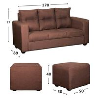 Juego de Living Diseño A&M Home Loreto Sofá 3 Cuerpos + 2 Pouf 1 Cuerpo  Chocolate