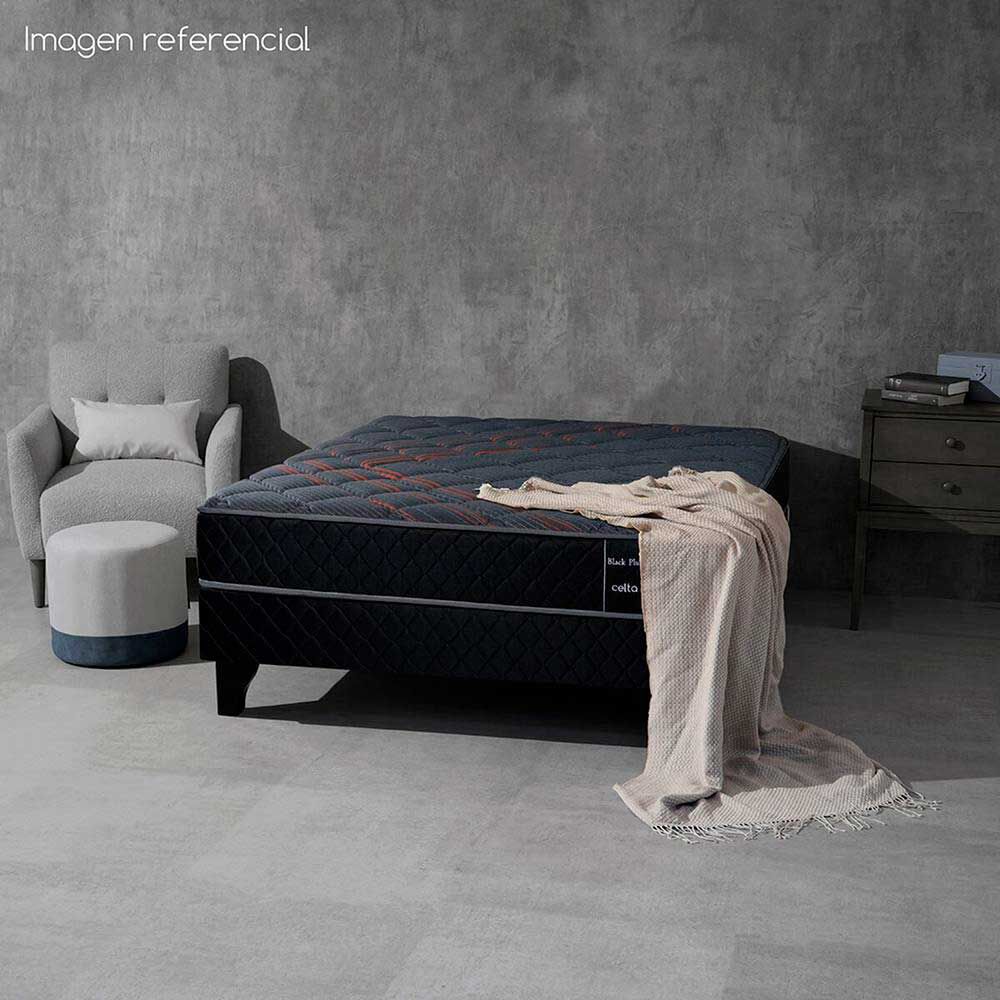 Cama Europea Celta 2 Plazas Black Plus Base Dividida | Abc