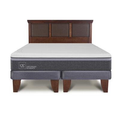 Imagen 1 del producto Cama Europea CIC Base Dividida 2 Plazas Ortopedic Advance + Respaldo New Torino Caramelo