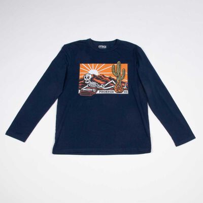 Polera Manga Larga Algodón Niño Cutback Gris, Navy