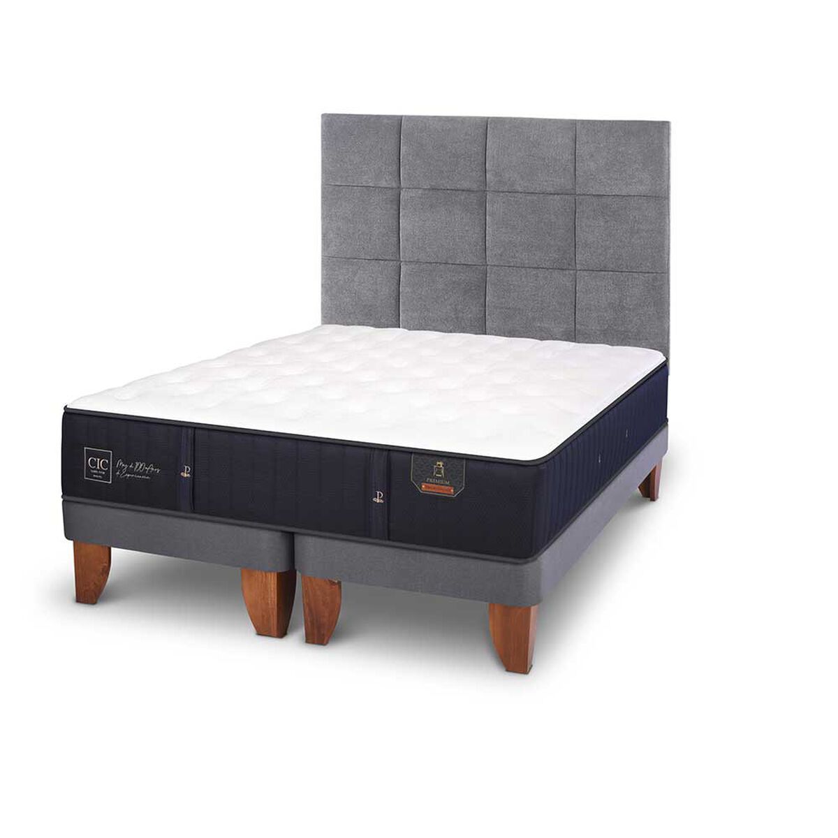 Cama Europea CIC Base Dividida 2 Plazas Premium + Respaldo Tamesis
