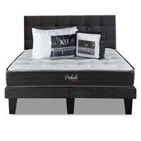 Combo Cama Europea Prelude Radiant 2 Plazas Normal + Respaldo Urban Marengo + Cubre Colchón + Pack Almohadas