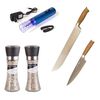 Set Parrillero Wayu Cuchillo Carnicero + Cuchillo Chef + Sacacorchos Recargable + Mix de Sales