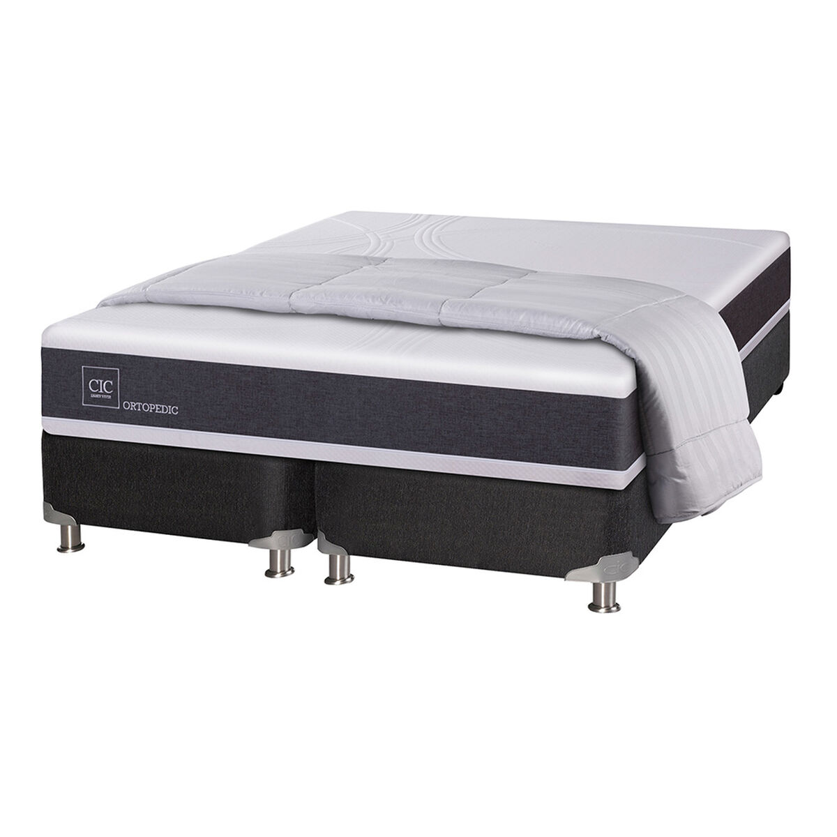 Box Spring CIC Base Dividida 2 Plazas Ortopedic + Plumón