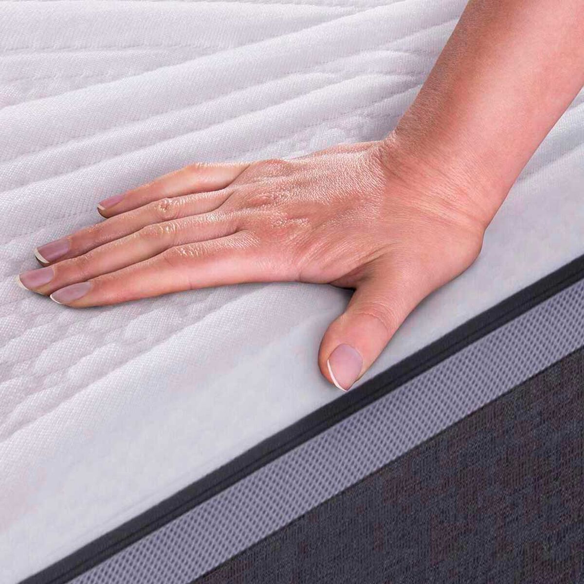 Box Spring CIC Base Dividida 2 Plazas Ortopedic Advance + Respaldo + 2 Veladores Olmo + 2 Almohadas