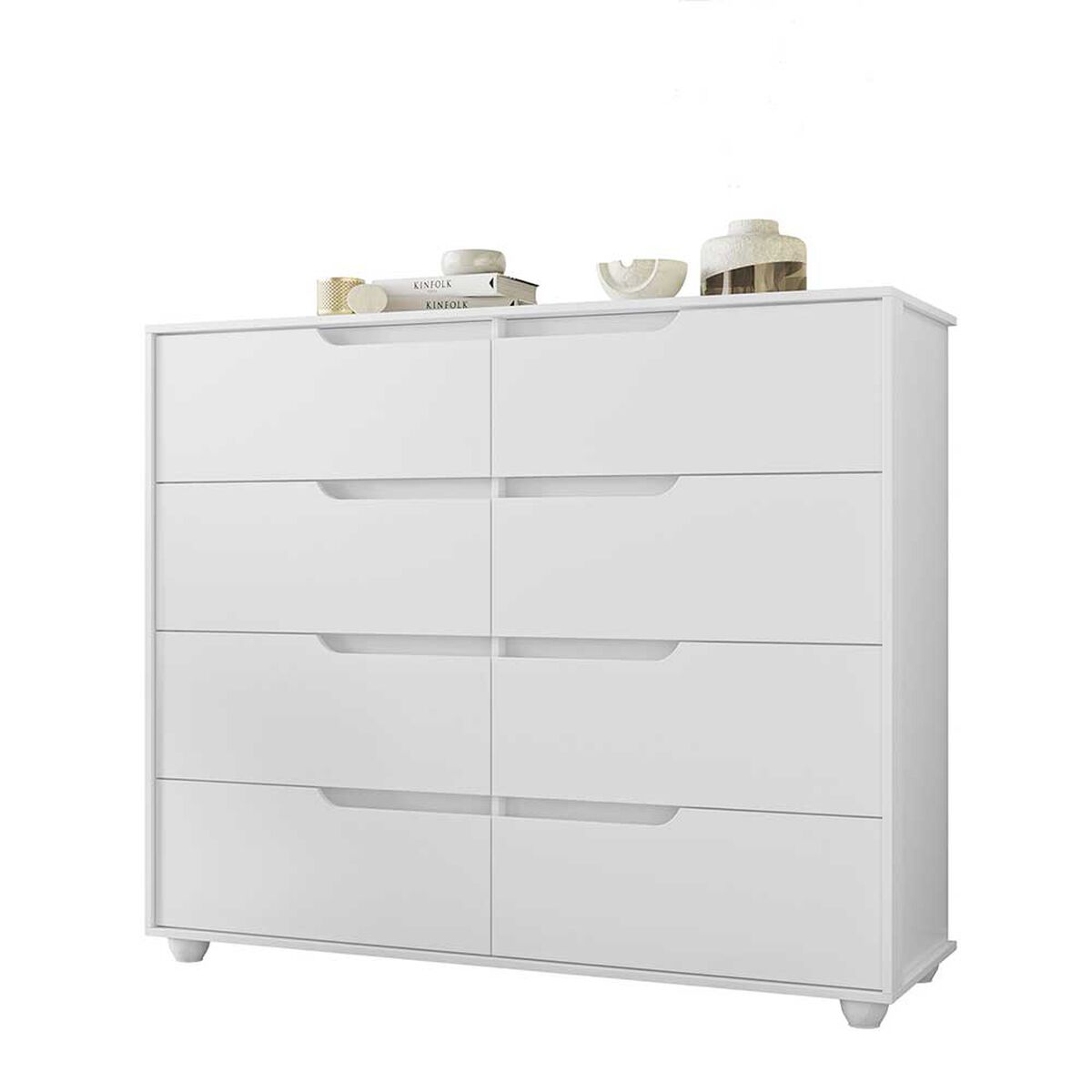 Combo Cl&oacute;set 4 Puertas 2 Cajones + C&oacute;moda 8 Cajones Vekkahome Mobi Blanco