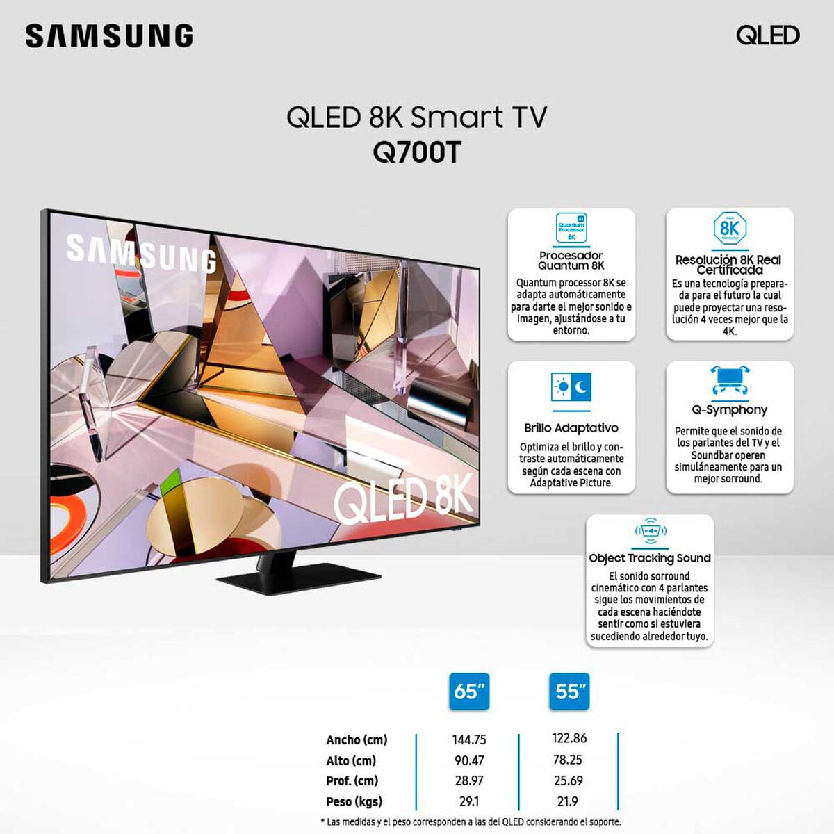 QLED 55" Samsung Q700T Smart TV 8K