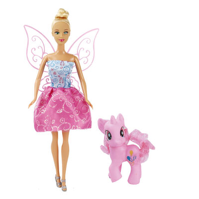 Muñeca hada de 29 cm con pequeño pony Boonie Pink