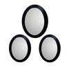Set 3 Espejos Pl&aacute;stico Vgo para Colgar Ovalado 26 cm Negro