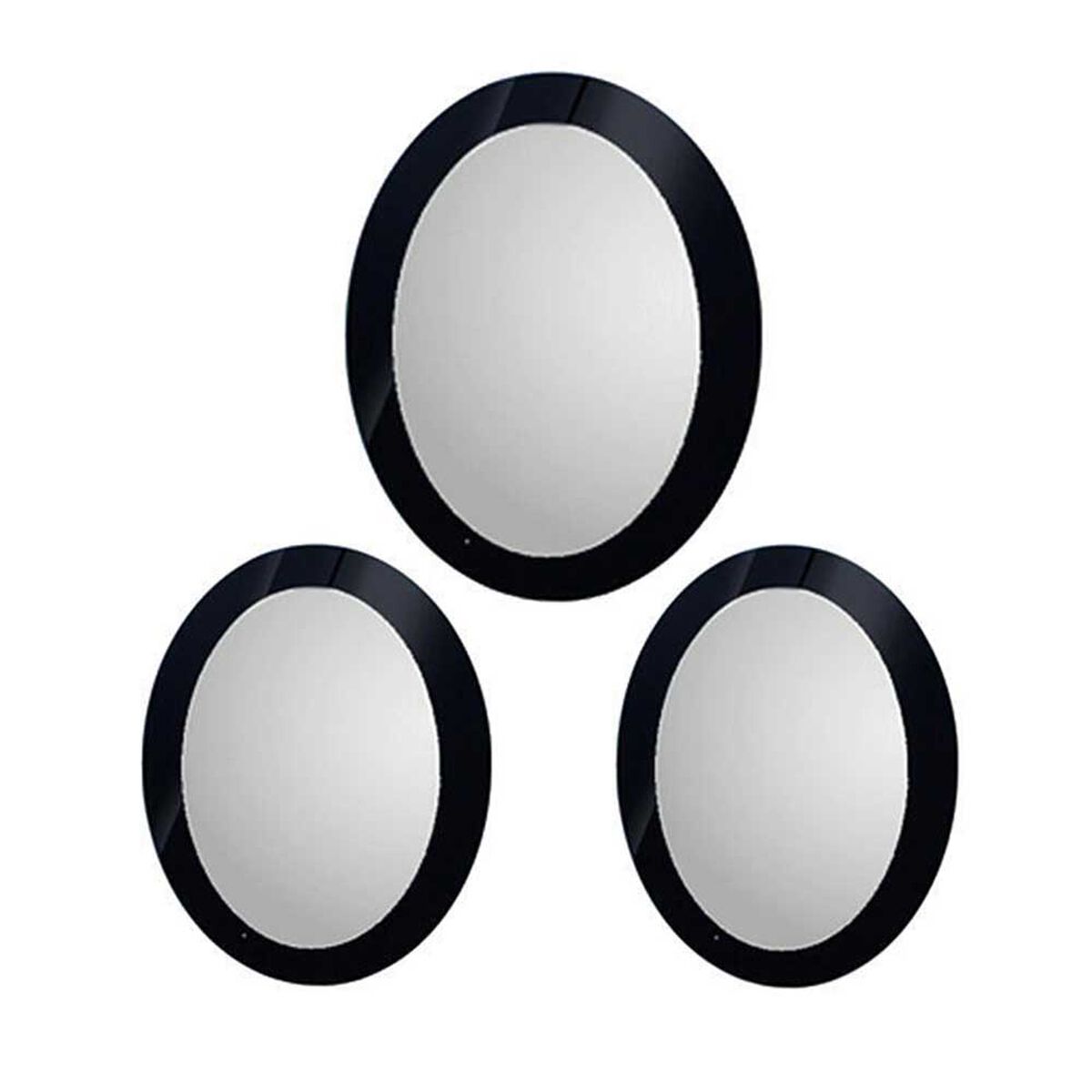Set 3 Espejos Pl&aacute;stico Vgo para Colgar Ovalado 26 cm Negro