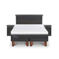 Cama Europea CIC Base Dividida 2 Plazas Ortopedic Advance + Respaldo + 2 Veladores Dublin