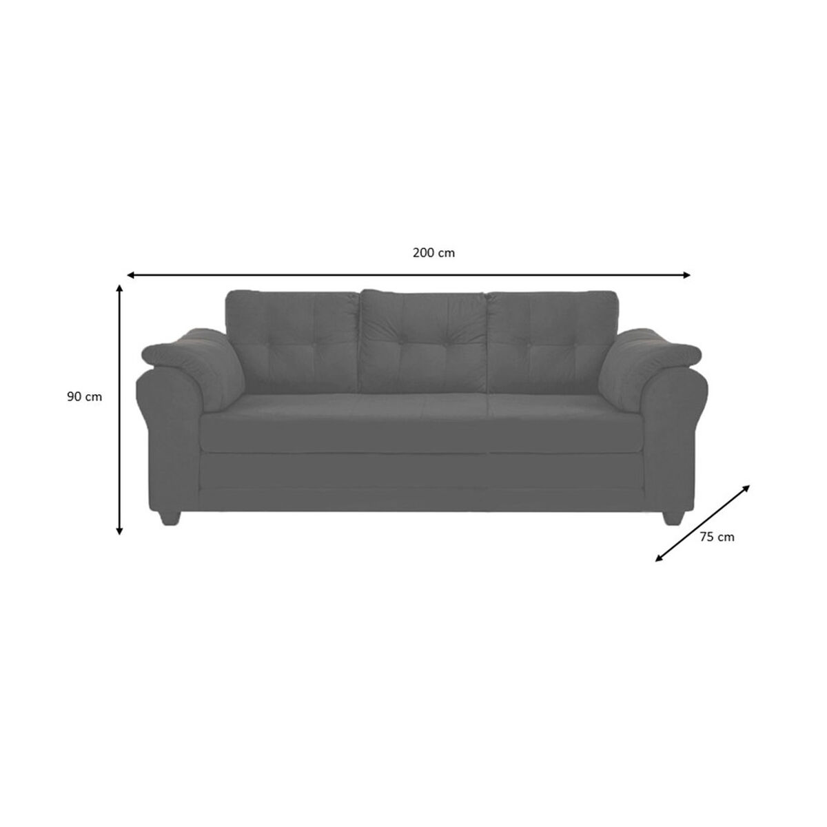 Sof&aacute; Muebles MPR Mercury 3 Cuerpos Felpa Gris