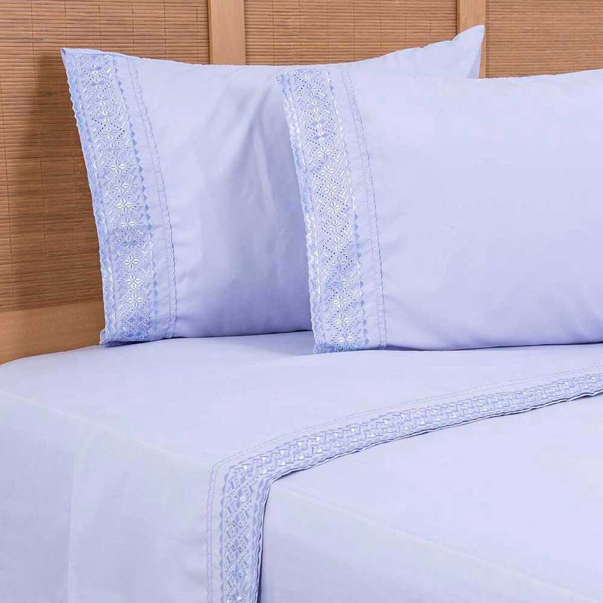 Juego de S&aacute;banas Plumetti 2 Plazas Broderie Morado