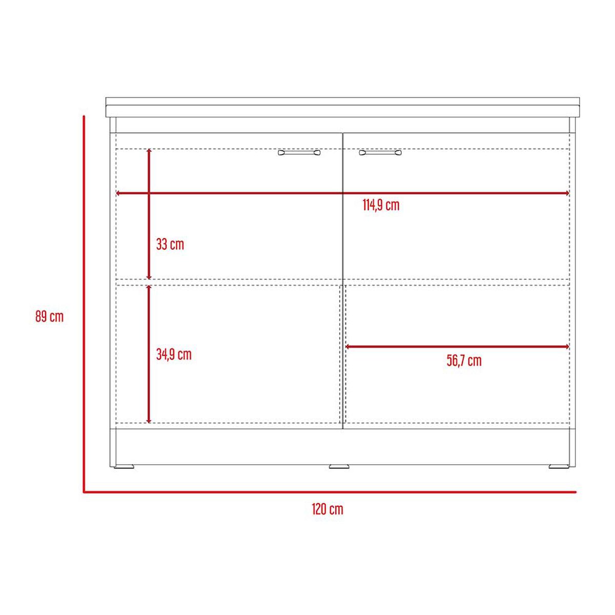 Mueble de Cocina Inferior TuHome Napoles 2 Puertas Blanco